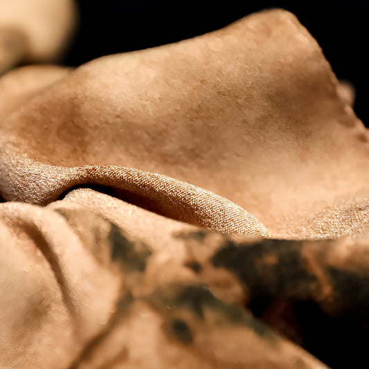"Sepia Foliage" Oversized Ink-Wash Scarf Scrunchie — Vintage Earth Tone