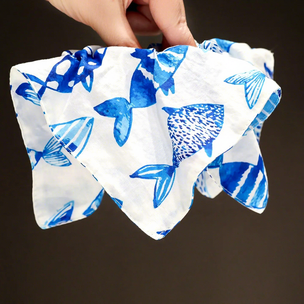 "Azure Islet" Oversized Ocean Resort Scarf Scrunchie — Thousand Fish Leap