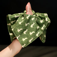 "Enchanted Woodland" Oversized Rabbit Scarf Scrunchie — Moss Green