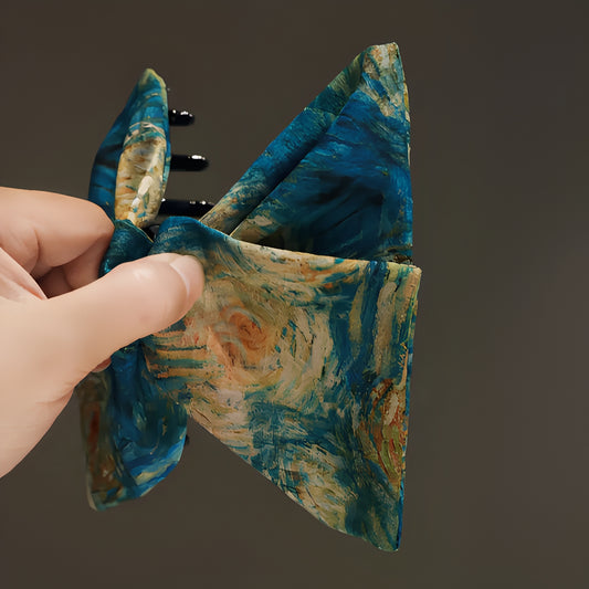 "Starry Masterpiece" 13cm Artistic Oil Painting Claw Clip — Van Gogh Inspired