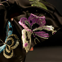 "Midnight Monarch" Oversized Embroidered Scarf Scrunchie — Noir Ink
