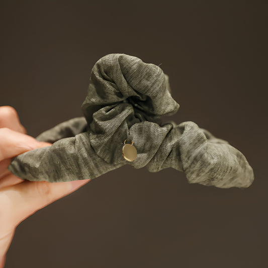 "Silent Moss" 13cm Oversized Crinkled Fabric Claw Clip