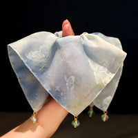 "Azure Mist" Oversized Sheer Scarf Scrunchie — Shimmering Butterfly