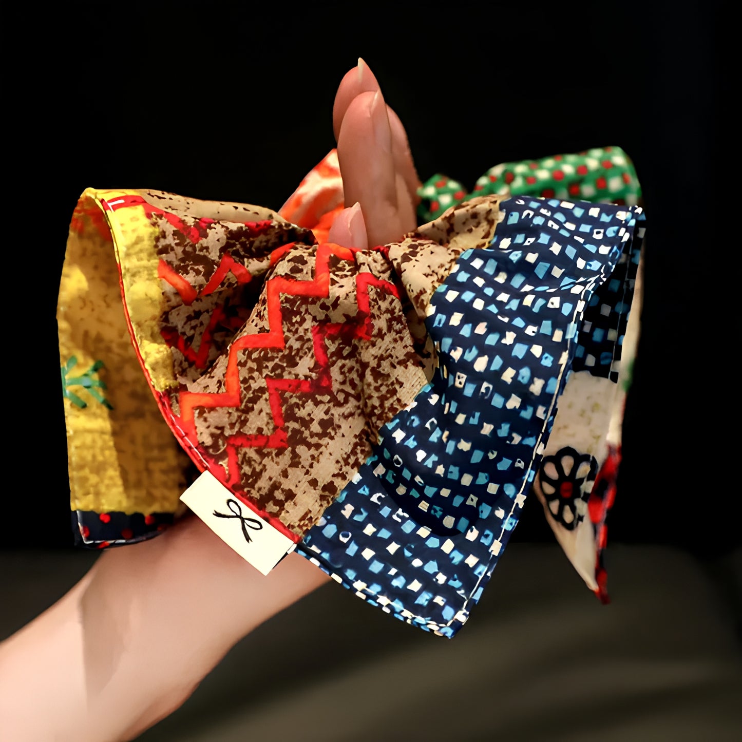 "Radiant Mosaic" Oversized Patchwork Scarf Scrunchie