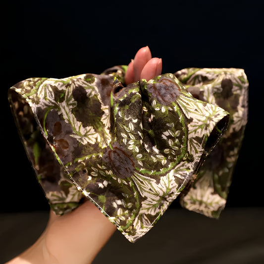 "Forest Echo" Oversized Moss-Texture Scarf Scrunchie — Vintage Mori Aesthetic