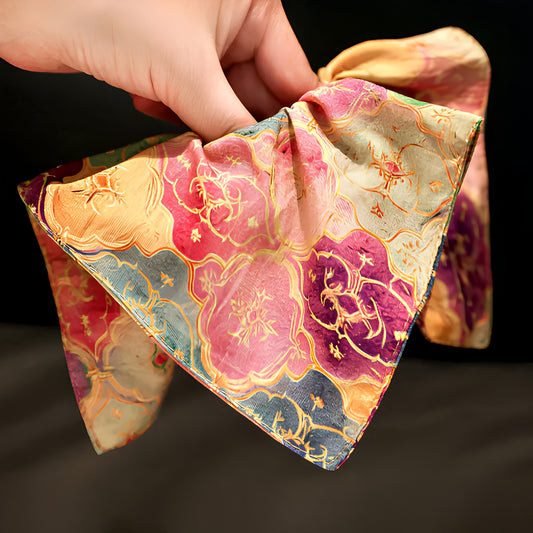 "Golden Mirage" Oversized Dunhuang Silk Scarf Scrunchie — Imperial Floral