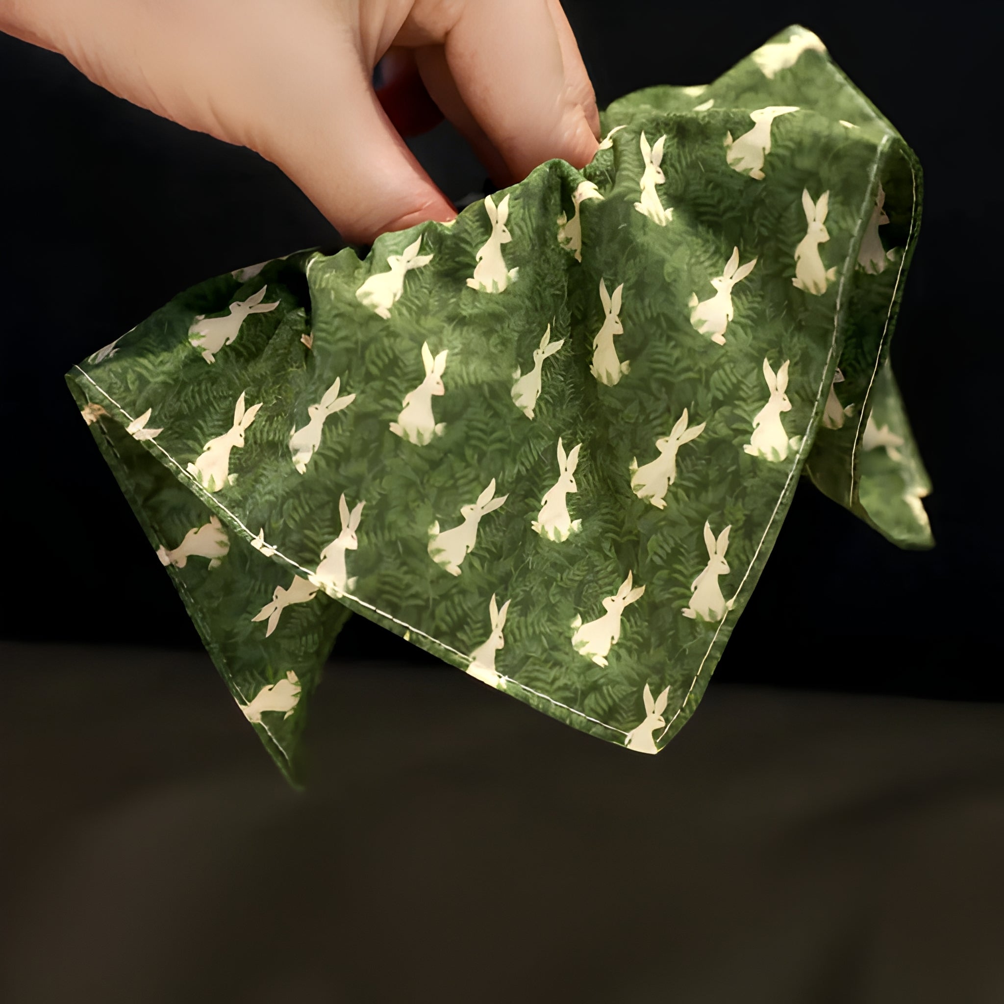 "Enchanted Woodland" Oversized Rabbit Scarf Scrunchie — Moss Green