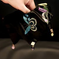 "Midnight Monarch" Oversized Embroidered Scarf Scrunchie — Noir Ink