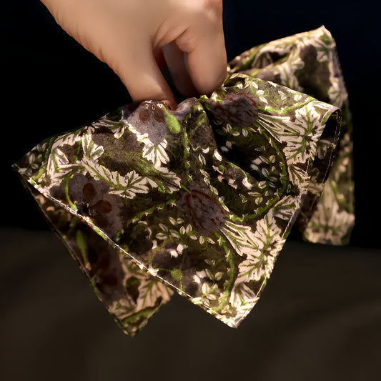 "Forest Echo" Oversized Moss-Texture Scarf Scrunchie — Vintage Mori Aesthetic
