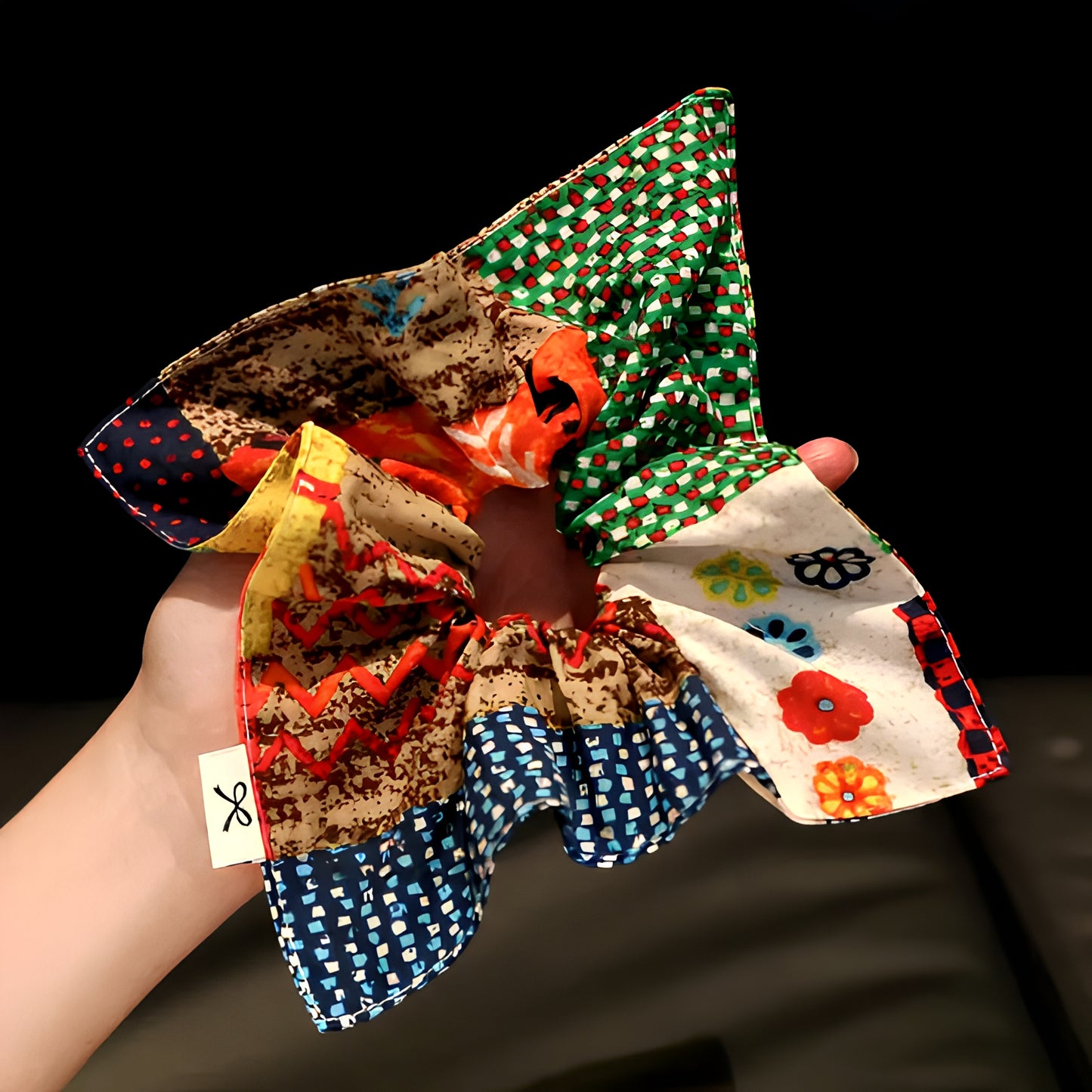"Radiant Mosaic" Oversized Patchwork Scarf Scrunchie
