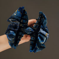 "Celestial Petal" 13cm Oversized Starry Galaxy Claw Clip — Gold Vein Edition