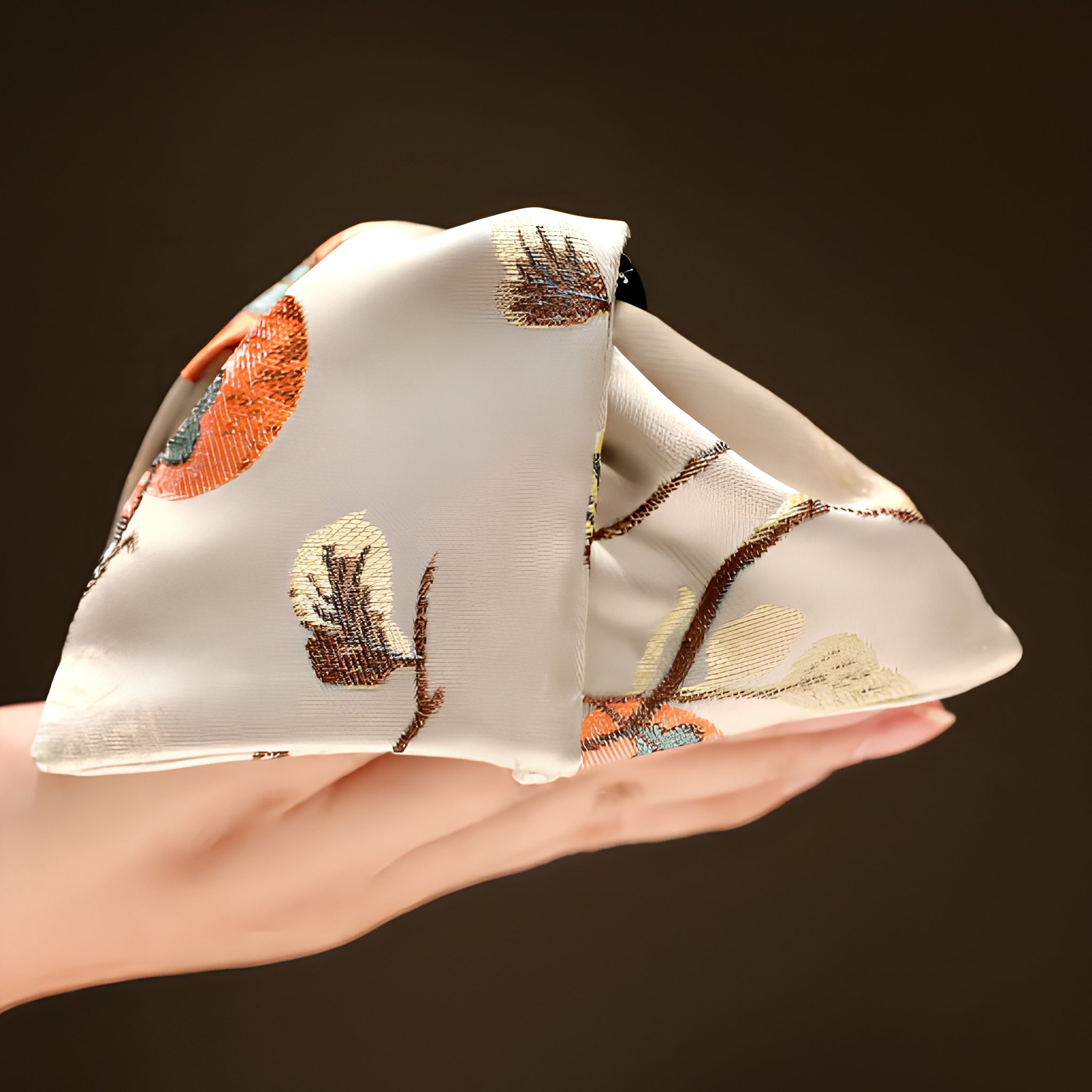 Autumn Blessings" Oriental Persimmon 13cm Oversized Silk Claw Clip