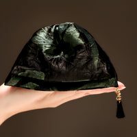 "Emerald Whisper" 13cm Oversized Silk Claw Clip — Noir Tassel Edition