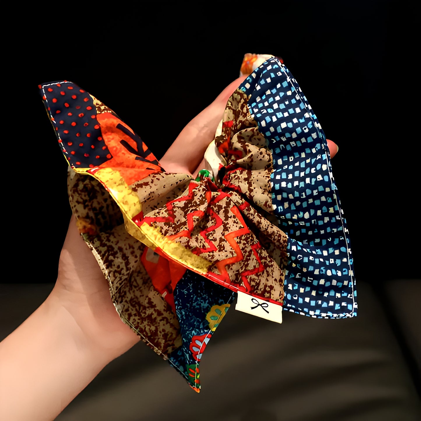 "Radiant Mosaic" Oversized Patchwork Scarf Scrunchie