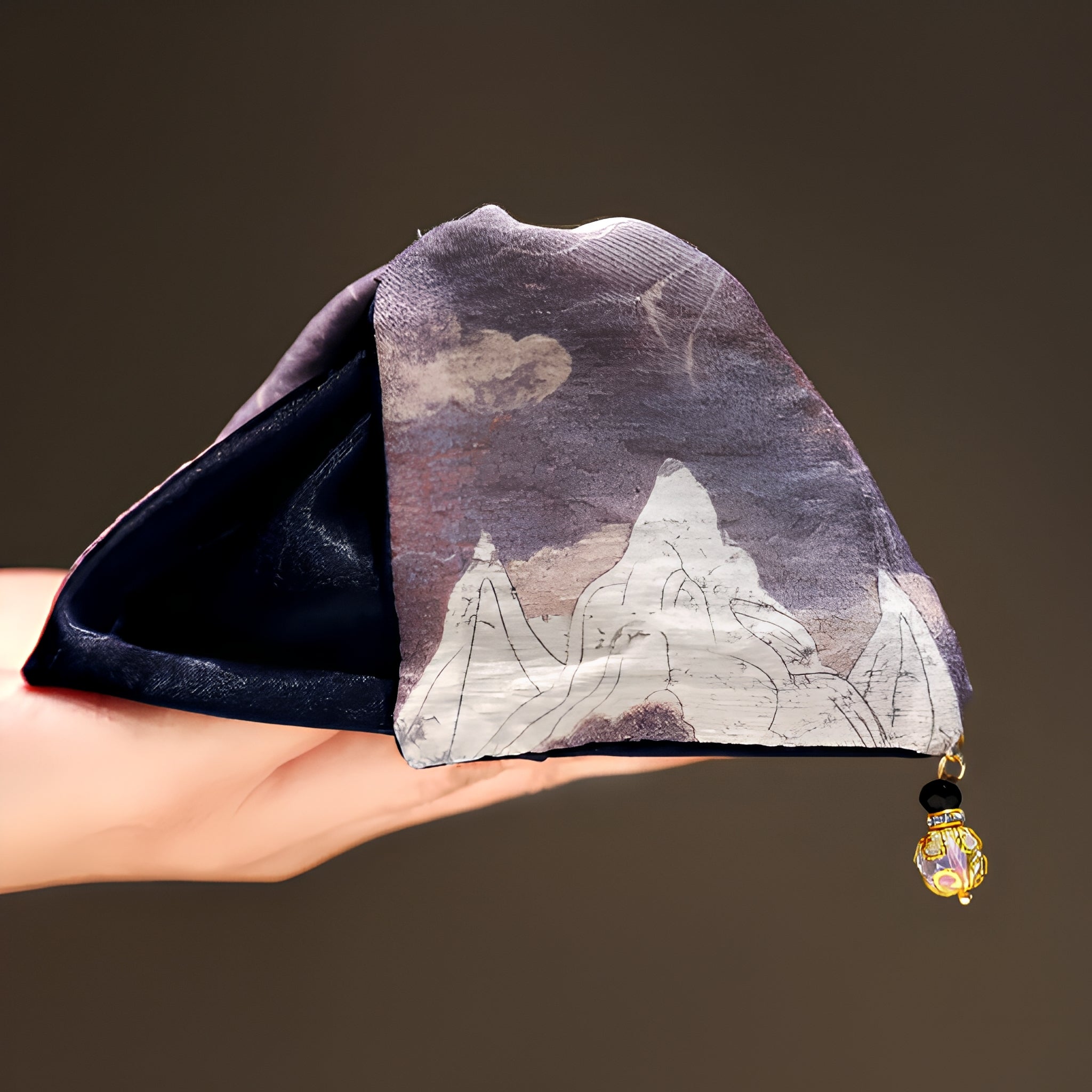 "Cloudy Peaks" 13cm Oversized Oriental Silk Claw Clip — Zen Landscape