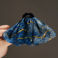 "Celestial Petal" 13cm Oversized Starry Galaxy Claw Clip — Gold Vein Edition