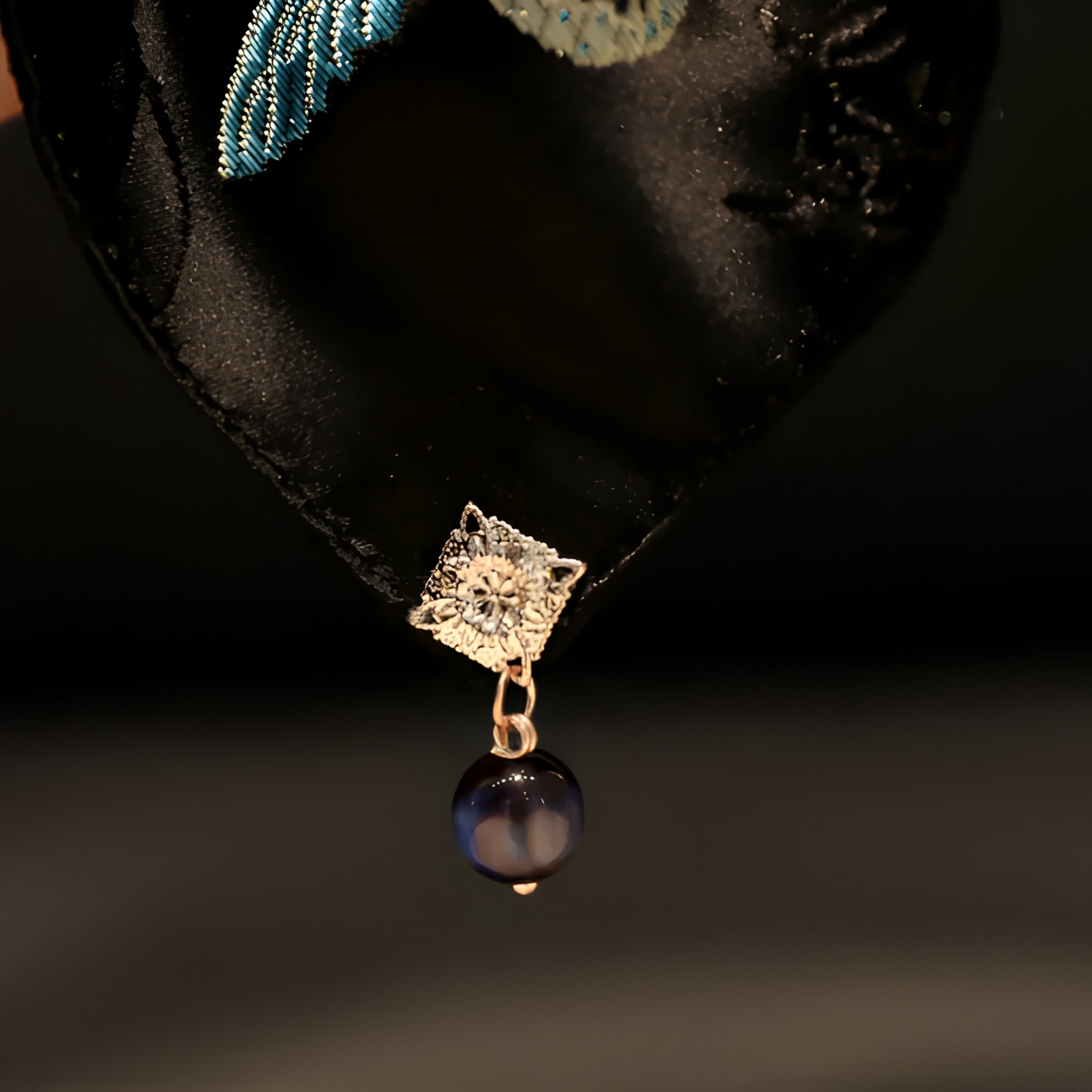 "Midnight Monarch" Oversized Embroidered Scarf Scrunchie — Noir Ink
