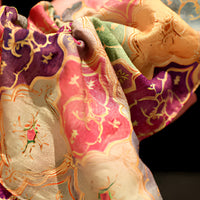 "Golden Mirage" Oversized Dunhuang Silk Scarf Scrunchie — Imperial Floral