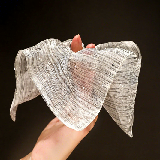 "Celestial River" Oversized Shimmering Organza Scarf Scrunchie - Navy