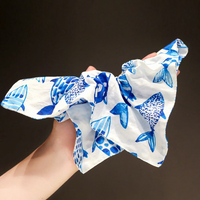 "Azure Islet" Oversized Ocean Resort Scarf Scrunchie — Thousand Fish Leap
