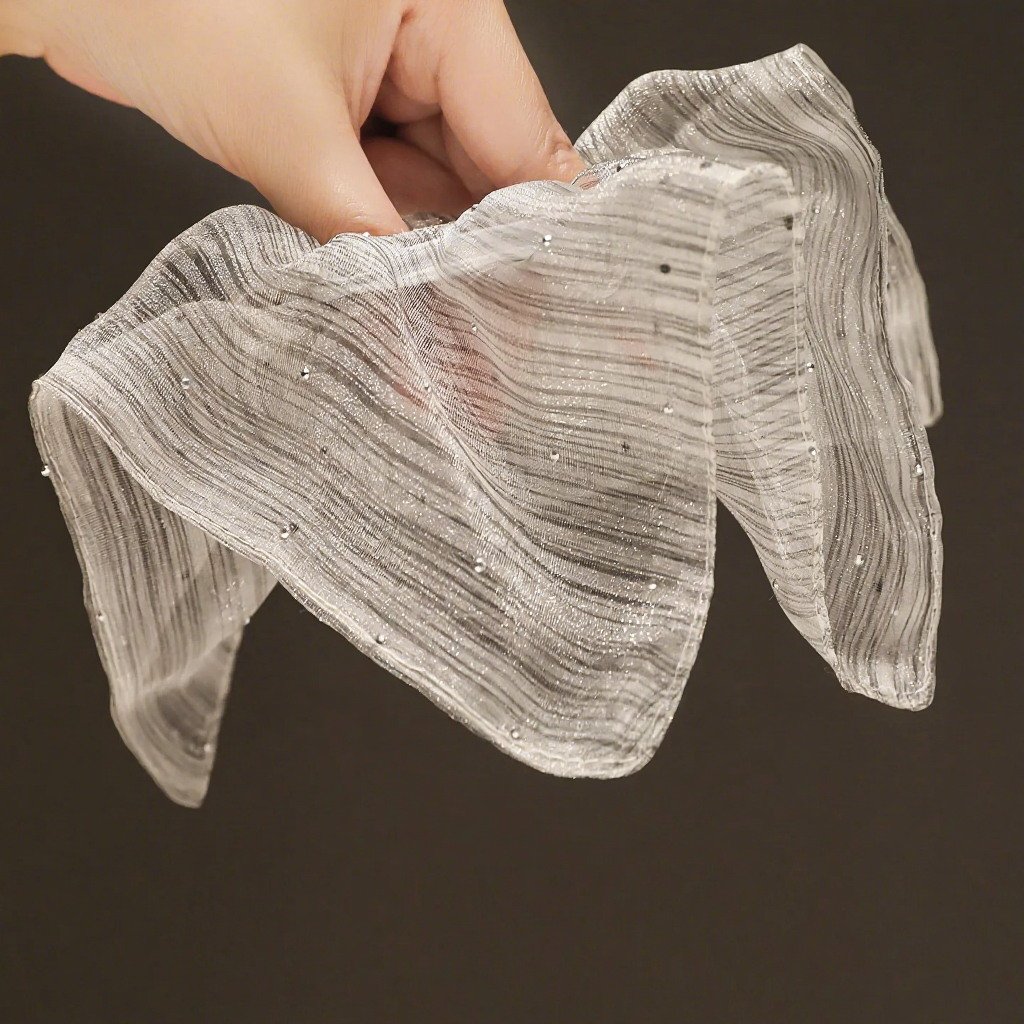 "Celestial River" Oversized Shimmering Organza Scarf Scrunchie - Black