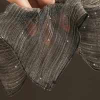 "Celestial River" Oversized Shimmering Organza Scarf Scrunchie - Black