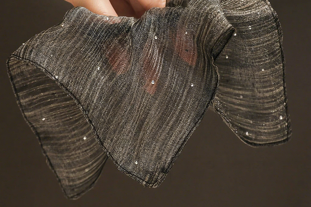 "Celestial River" Oversized Shimmering Organza Scarf Scrunchie - Black
