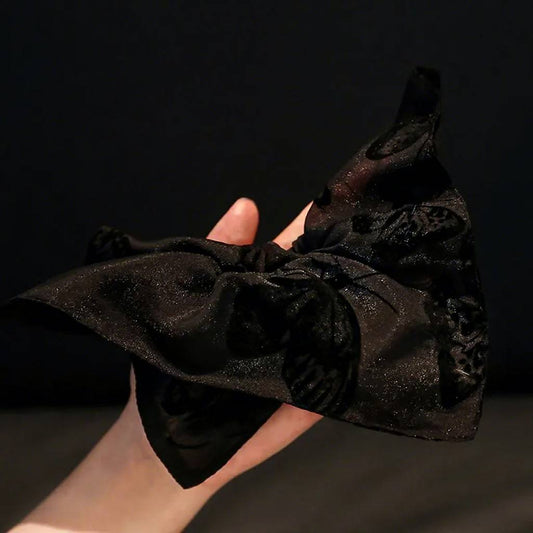 "Shadow Butterfly" Oversized Scarf Scrunchie — Midnight Shimmer