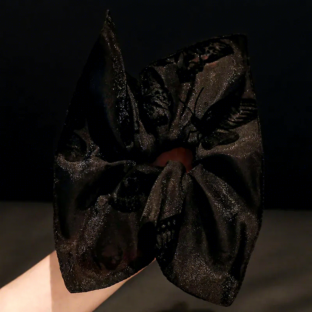 "Shadow Butterfly" Oversized Scarf Scrunchie — Midnight Shimmer