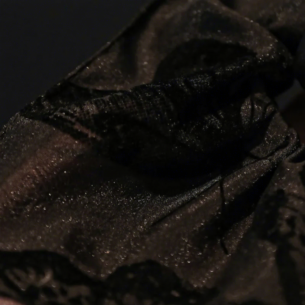 "Shadow Butterfly" Oversized Scarf Scrunchie — Midnight Shimmer