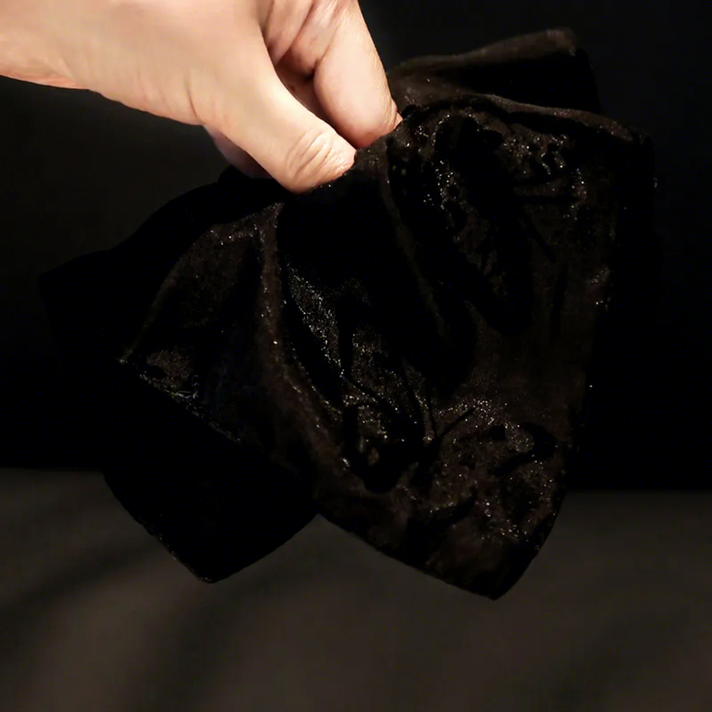"Shadow Butterfly" Oversized Scarf Scrunchie — Midnight Shimmer